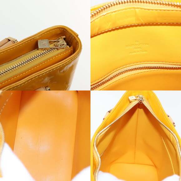 LOUIS VUITTON Monogram Vernis Houston Hand Bag Lime Yellow M91055 - Picture 11 of 13